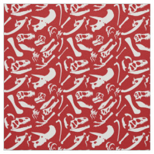 Dinosaur Bones (Red) Fabric