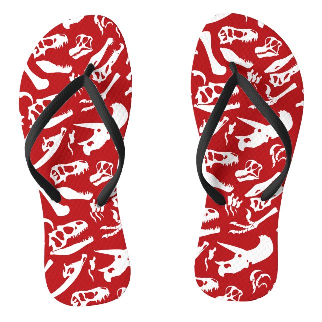 Dinosaur Bones (Red) Jandals (Footbed)