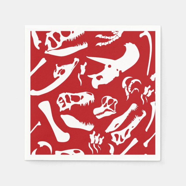 Dinosaur Bones (Red) Napkin (Front)