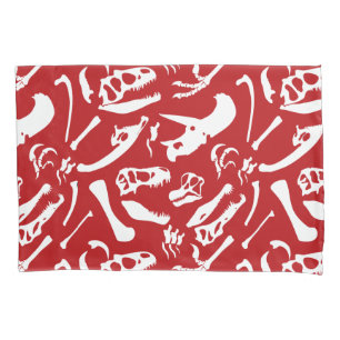 Dinosaur Bones (Red) Pillowcase