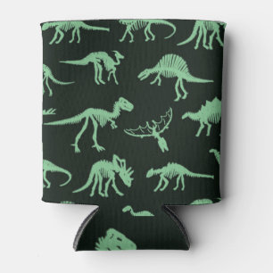 Dinosaur Bones Vintage Silhouette Illustration. Can Cooler