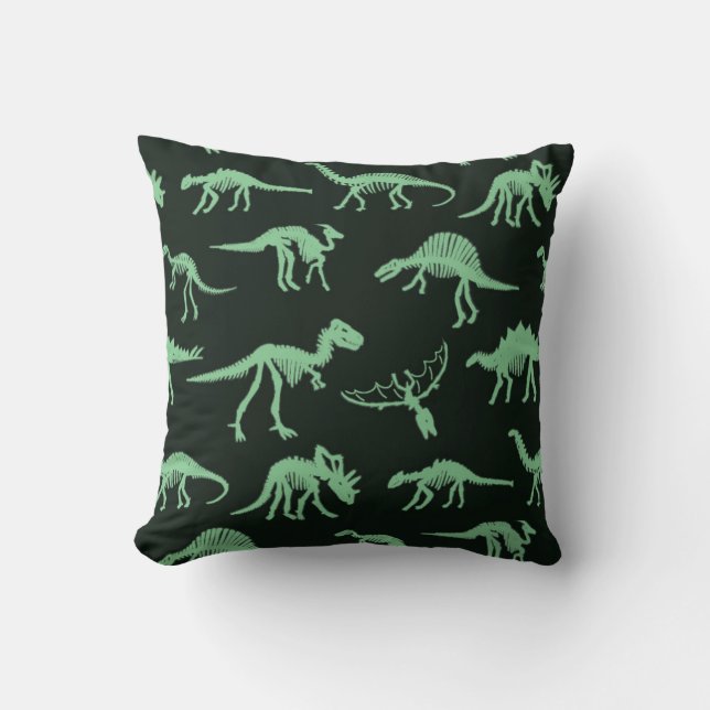 Dinosaur Bones Vintage Silhouette Illustration. Cushion (Front)