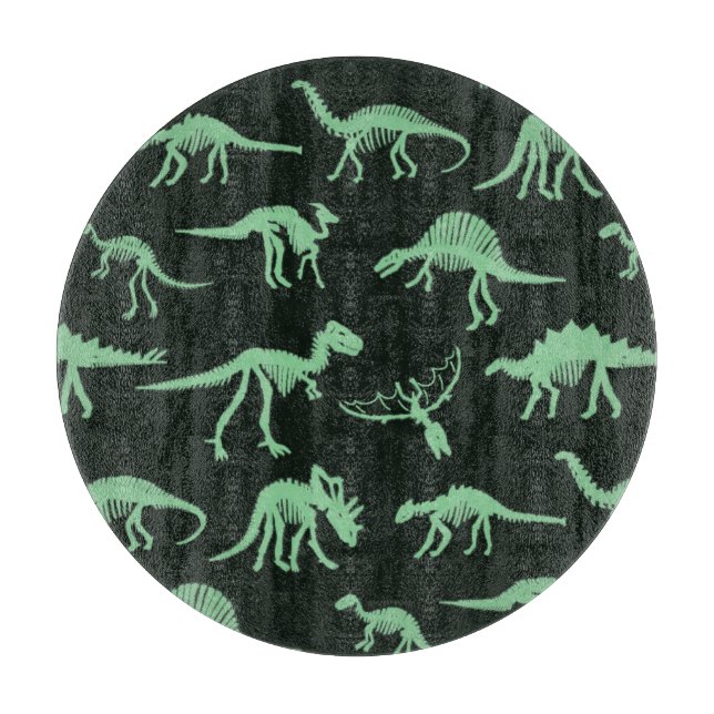 Dinosaur Bones Vintage Silhouette Illustration. Cutting Board (Front)