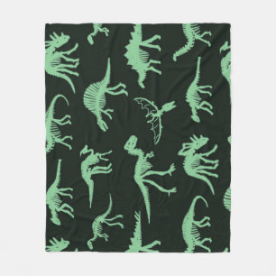 Dinosaur Bones Vintage Silhouette Illustration. Fleece Blanket