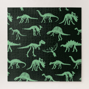 Dinosaur Bones Vintage Silhouette Illustration. Jigsaw Puzzle