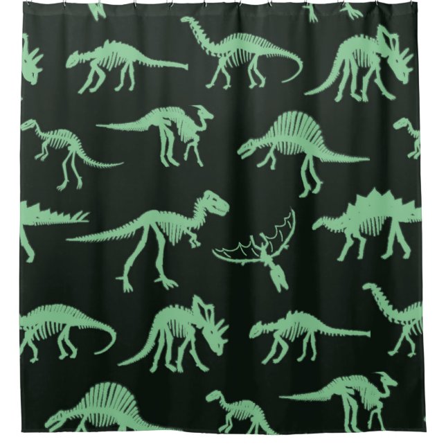 Dinosaur Bones Vintage Silhouette Illustration. Shower Curtain (Front)