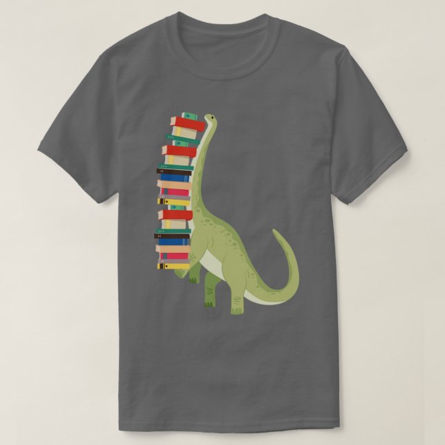 Dinosaur Books Reading T-Shirt (Design Front)
