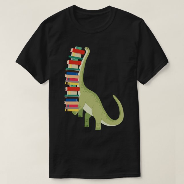 Dinosaur Books Reading T-Shirt (Design Front)