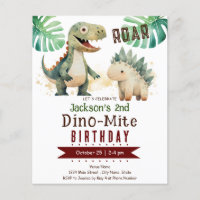Dinosaur Boy 2nd Birthday Budget Paper Sheet