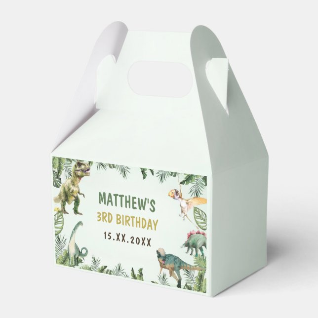 Dinosaur Boy 3rd Birthday Party Favour Box (Front Side)