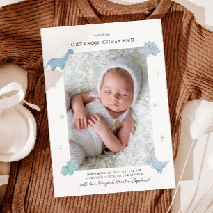 Dinosaur Boy Baby Photo Birth Announcement