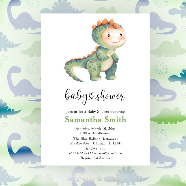 Dinosaur Boy Baby Shower Invitation (Creator Uploaded)