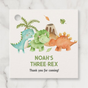 Dinosaur Boy Birthday Favour Tags Trex Stegosaurus
