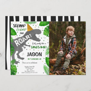 Dinosaur Boy Birthday Party Photo Invitation