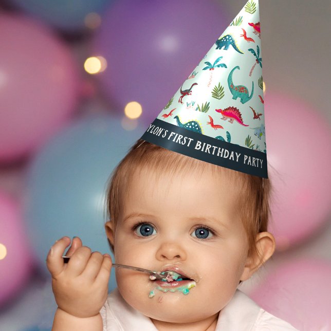 Dinosaur boy First Birthday blue Party Hat (Dinosaur boy First Birthday blue Party Hat)