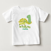 Dinosaur Boy First Birthday with Name Baby T-Shirt
