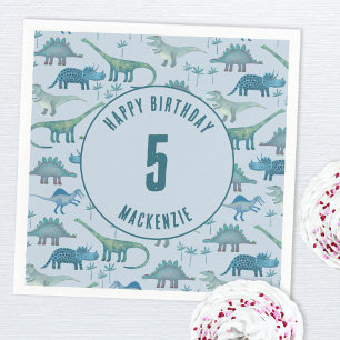 Dinosaur Boy Kids Birthday Party Blue Napkin