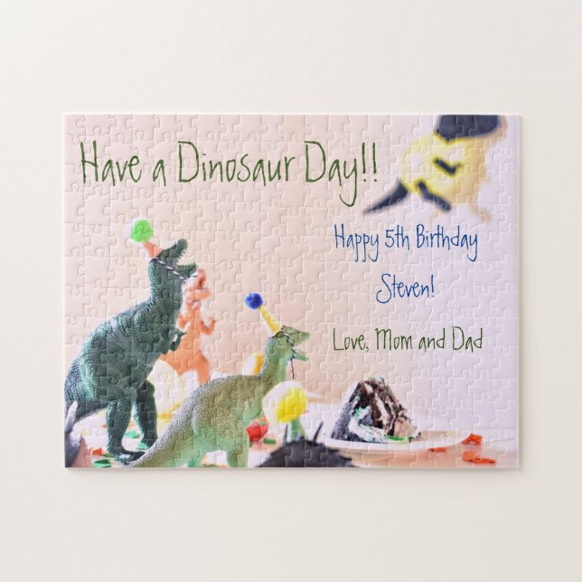 Dinosaur Boys Birthday Gift Jigsaw Puzzle (Horizontal)