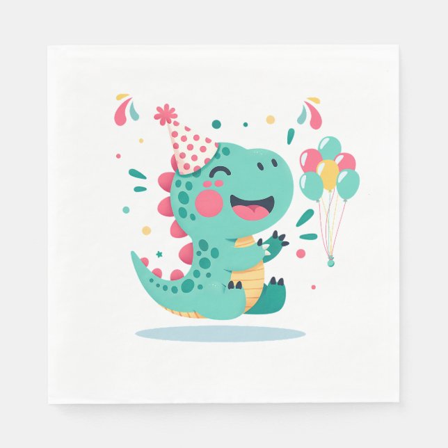 Dinosaur Boys Birthday Napkins | Party Tableware (Front)