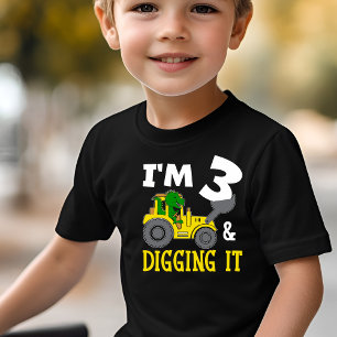   Dinosaur Boys Digging being three T-Shirt