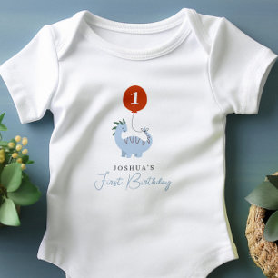 Dinosaur Boys First 1st Birthday Baby Bodysuit