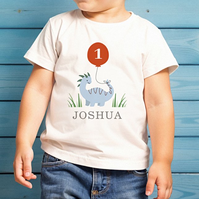 Dinosaur Boys First 1st Birthday Baby T-Shirt (Creator Uploaded)