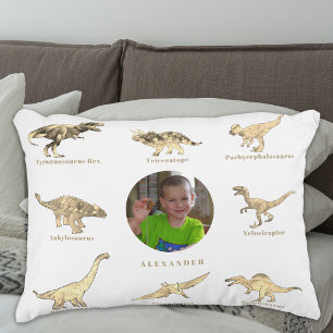 Dinosaur Boys Personalized Name and Photo Decorative Cushion