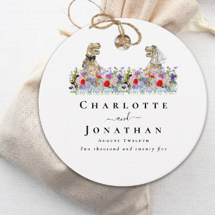 Dinosaur Bride and Groom Custom Wedding Favour Tags
