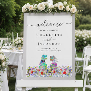 Dinosaur Bride and Groom Custom Wedding Welcome Poster