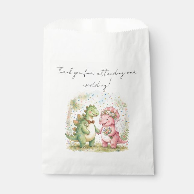 Dinosaur Bride and Groom Gift Bag Favour Wedding (Front)