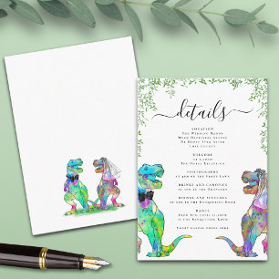 Dinosaur Bride and Groom Wedding Details  Enclosure Card