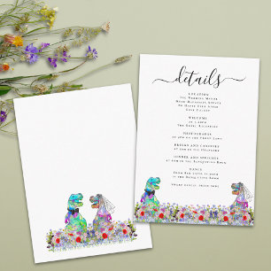 Dinosaur Bride and Groom Wedding Details Enclosure Card