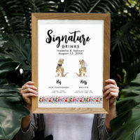 Dinosaur Bride and Groom Wedding Signature Drinks