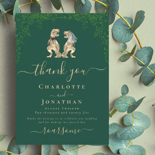Dinosaur Bride and Groom Wedding Thank You Card