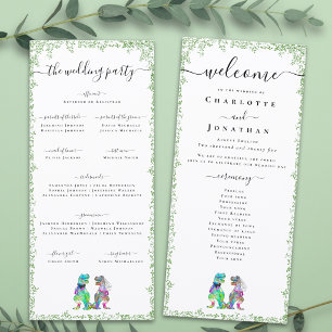 Dinosaur Bride & Groom Wedding Ceremony Program Menu