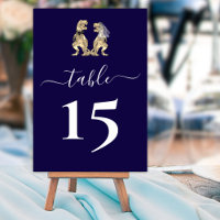 Dinosaur Bride & Groom Wedding Navy Blue