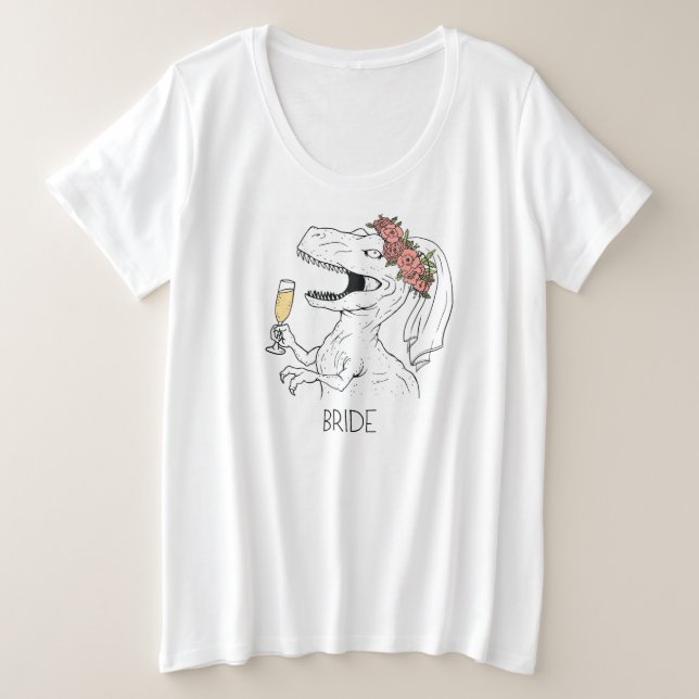 Dinosaur Bride Plus Size V-Neck Plus Size T-Shirt (Design Front)