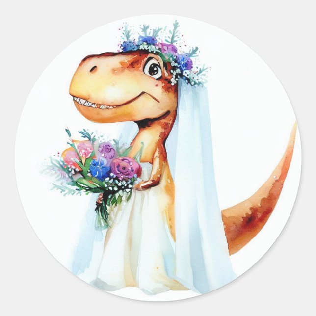 Dinosaur Bride Round Stickers (Front)