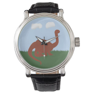 Dinosaur Brontosaurus Whimsical Cartoon Art Watch