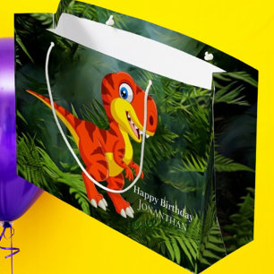 Dinosaur Brown T Rex Jurassic Party   Large Gift Bag