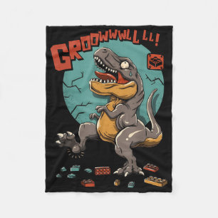 Dinosaur Builder Building Blocks Bricks Growl Dino Fleece Blanket