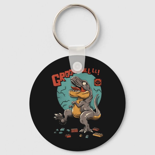 Dinosaur Builder Building Blocks Bricks Growl Dino Key Ring (Front)