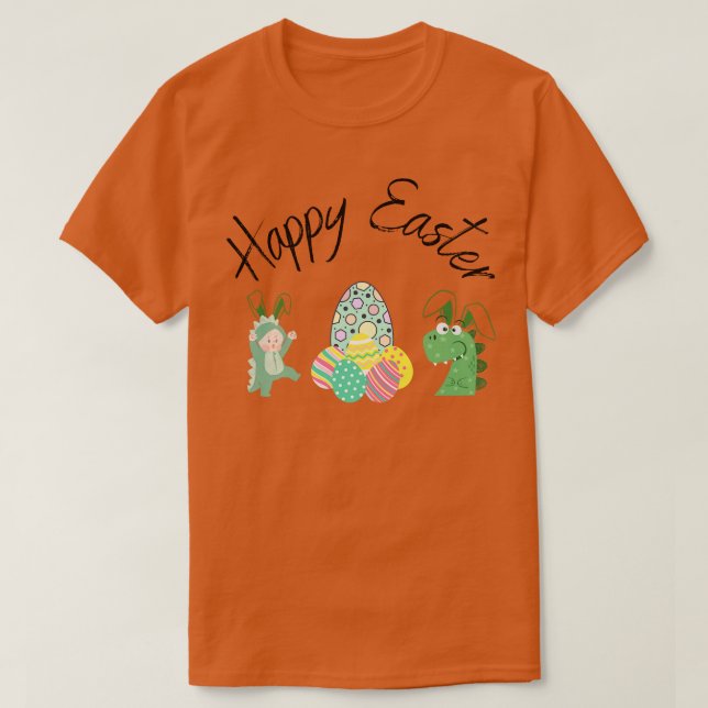 Dinosaur Bunny Happy Easter  T-Shirt (Design Front)