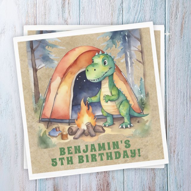 Dinosaur Campout Birthday Party Napkin (Creator Uploaded)
