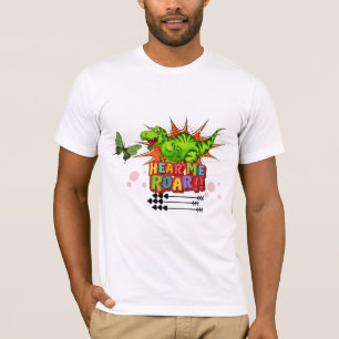 dinosaur cartoon character with hear me roar T-Shirt
