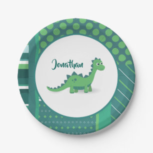 Dinosaur cartoon kids paper plate. plate