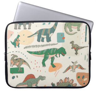 Dinosaur cartoon: vintage illustration set. laptop sleeve