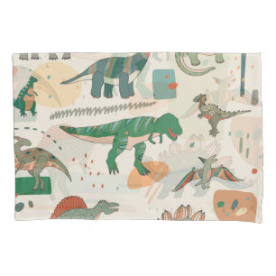 Dinosaur cartoon: vintage illustration set. pillowcase