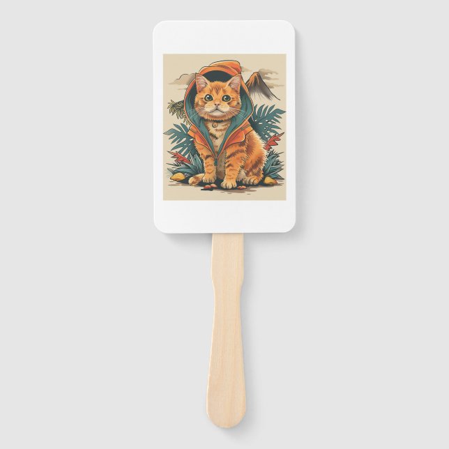 Dinosaur Cat Explorer Hand Fan (Front)