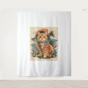 Dinosaur Cat Explorer Tapestry
